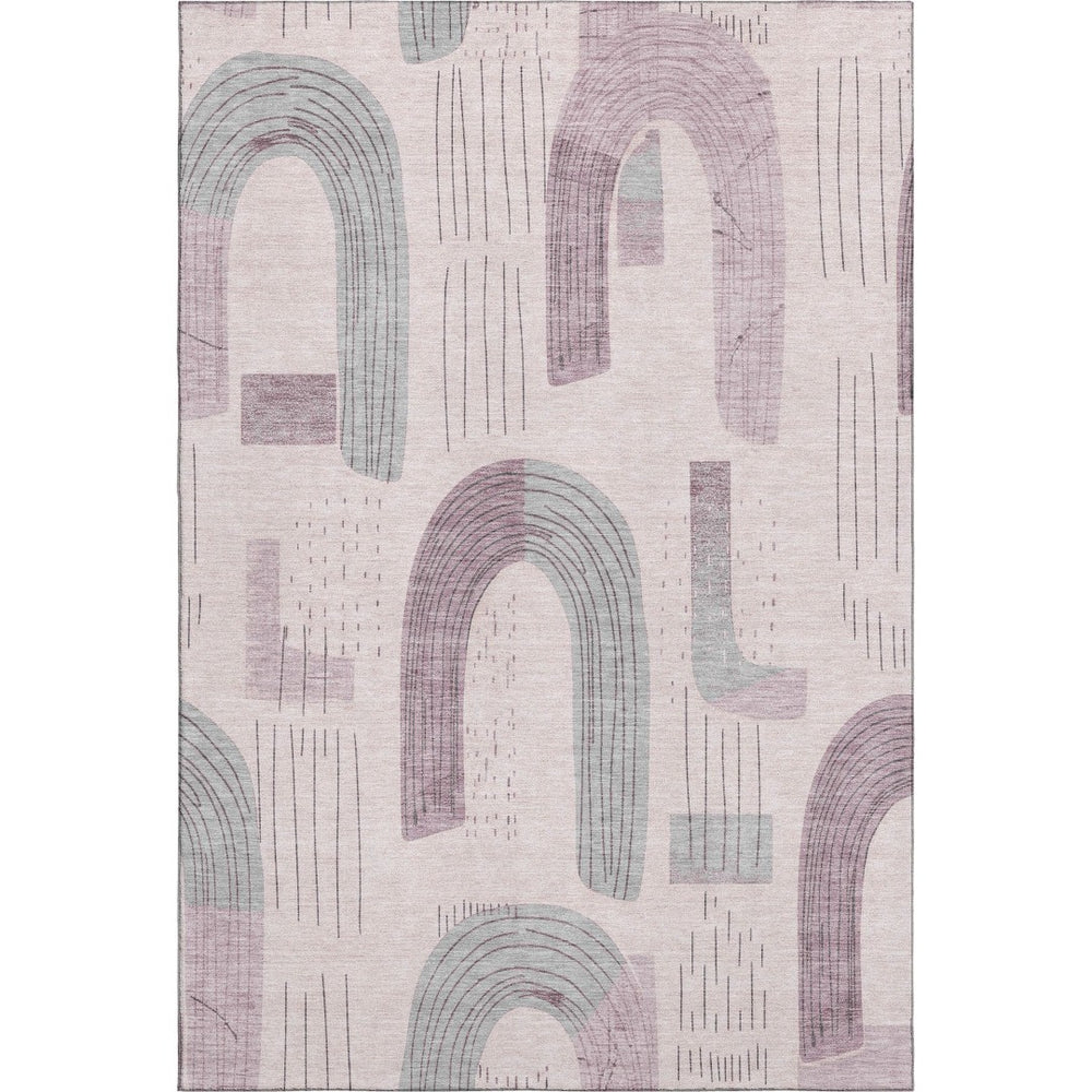 HomeRoots 9' Modern Pink, Gray & Silver Geometric Washable Area Rug with UV Protection for Stylish Interiors 697547