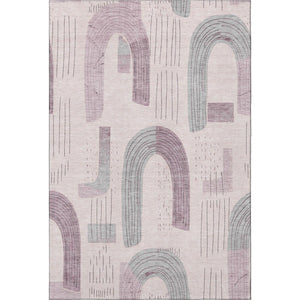 HomeRoots 9' Modern Pink, Gray & Silver Geometric Washable Area Rug with UV Protection for Stylish Interiors 697547