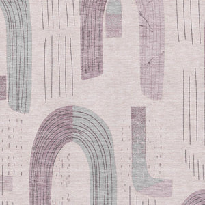 HomeRoots 10' X 14' Stylish Pink Gray Silver Geometric Area Rug - Washable, UV Protected & Family Friendly! 697548