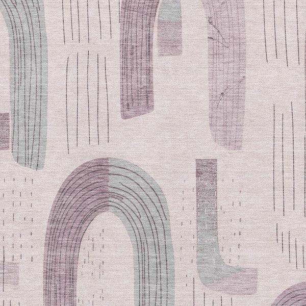 HomeRoots 10' X 14' Stylish Pink Gray Silver Geometric Area Rug - Washable, UV Protected & Family Friendly! 697548