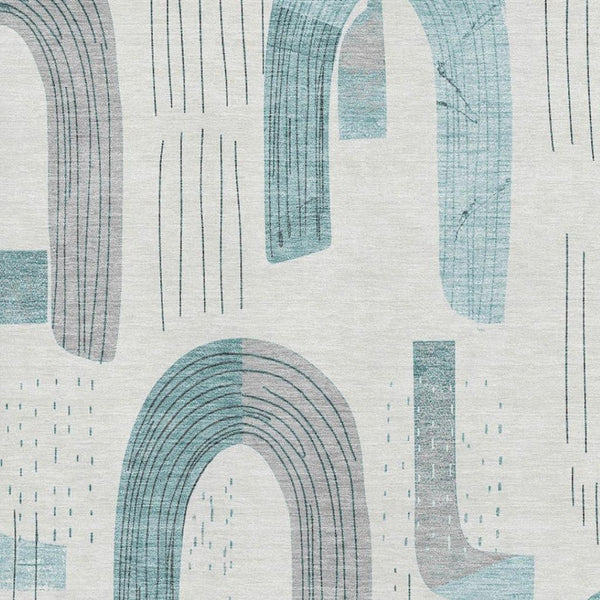 HomeRoots 10' X 14' Teal Gray Silver Geometric Area Rug - Washable, UV Protected & Pet-Friendly Design! 697560