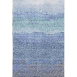 HomeRoots 5' X 8' Blue and Teal Striped Washable Area Rug - UV Protected, Stain Resistant, Durable & Stylish! 697568