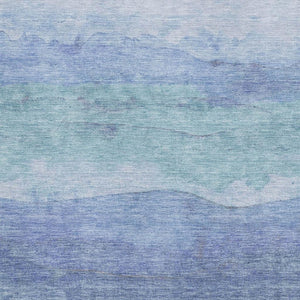 HomeRoots 5' X 8' Blue and Teal Striped Washable Area Rug - UV Protected, Stain Resistant, Durable & Stylish! 697568