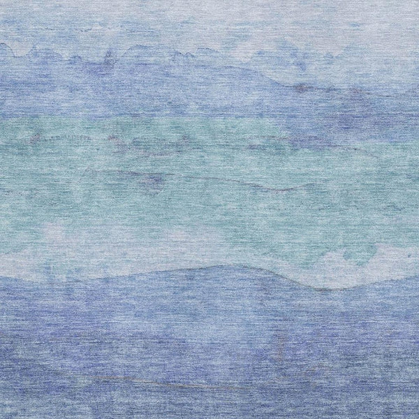 HomeRoots 5' X 8' Blue and Teal Striped Washable Area Rug - UV Protected, Stain Resistant, Durable & Stylish! 697568