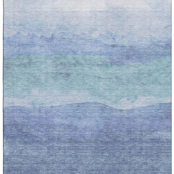 HomeRoots 5' X 8' Blue and Teal Striped Washable Area Rug - UV Protected, Stain Resistant, Durable & Stylish! 697568