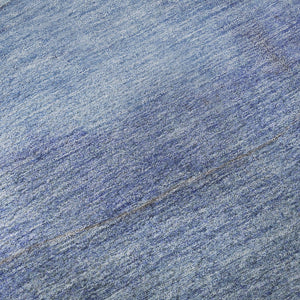 HomeRoots 8' Blue and Teal Striped Washable Round Rug - UV Protected, Stain Resistant, Perfect for Busy Homes! 697569