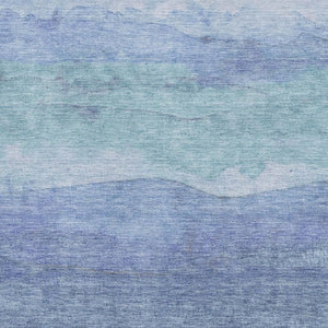 HomeRoots 10' Blue and Teal Striped Washable Area Rug with UV Protection - Durable, Stylish, and Easy Care! 697572