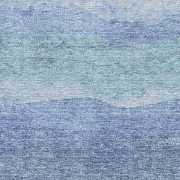 HomeRoots 10' Blue and Teal Striped Washable Area Rug with UV Protection - Durable, Stylish, and Easy Care! 697572