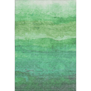 HomeRoots 9' X 12' Green And Ivory Striped Washable Area Rug – UV Protected, Durable, Family-Friendly Style! 697577