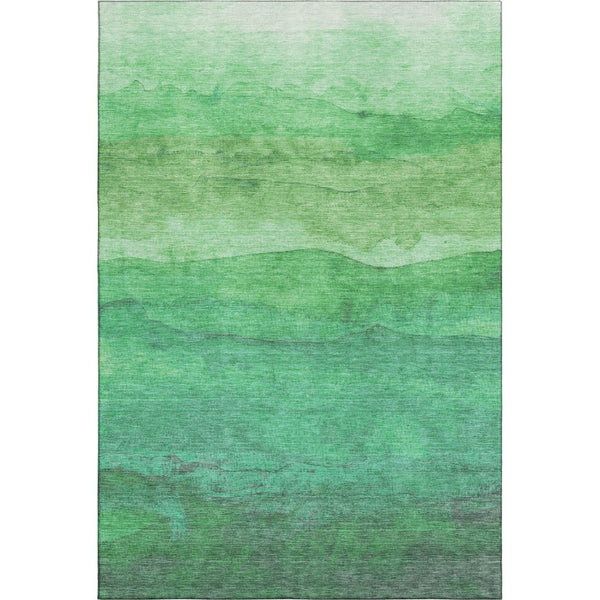 HomeRoots 9' X 12' Green And Ivory Striped Washable Area Rug – UV Protected, Durable, Family-Friendly Style! 697577