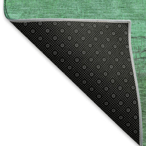 HomeRoots 9' X 12' Green And Ivory Striped Washable Area Rug – UV Protected, Durable, Family-Friendly Style! 697577