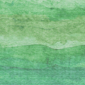 HomeRoots 9' X 12' Green And Ivory Striped Washable Area Rug – UV Protected, Durable, Family-Friendly Style! 697577