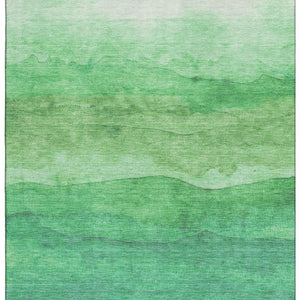 HomeRoots 9' X 12' Green And Ivory Striped Washable Area Rug – UV Protected, Durable, Family-Friendly Style! 697577