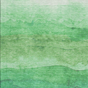 HomeRoots 10' X 14' Green & Ivory Striped Washable Area Rug - Stain Resistant, UV Protected & Non-Slip Design 697578