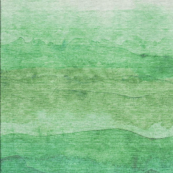 HomeRoots 10' X 14' Green & Ivory Striped Washable Area Rug - Stain Resistant, UV Protected & Non-Slip Design 697578