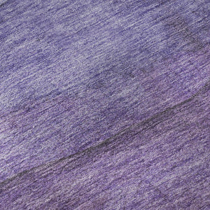 HomeRoots 8' Purple and Plum Striped Washable Round Rug with UV Protection - Perfect for Homes with Kids & Pets 697581