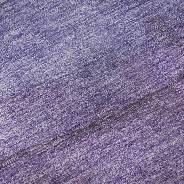 HomeRoots 8' Purple and Plum Striped Washable Round Rug with UV Protection - Perfect for Homes with Kids & Pets 697581