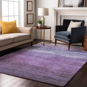 HomeRoots 9' X 12' Striped Purple & Plum Washable Area Rug with UV Protection for Stylish, Kid-Friendly Homes 697583