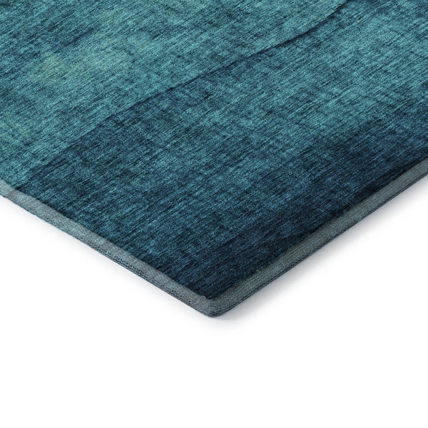HomeRoots 9' X 12' Teal and Green Striped Area Rug - Durable, Washable, UV Protected for High-Traffic Spaces 697595
