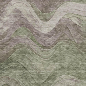 HomeRoots 5' X 8' Stylish Green Taupe Beige Abstract Washable Area Rug with UV Defense for Homes & Kids 697598