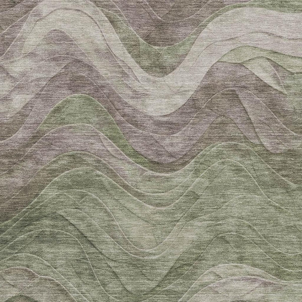 HomeRoots 5' X 8' Stylish Green Taupe Beige Abstract Washable Area Rug with UV Defense for Homes & Kids 697598