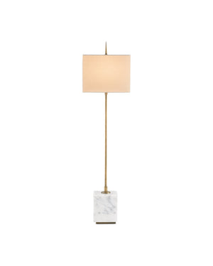 Currey & Company Thompson Brass Console Lamp with Marble Base and Linen Shade for Entryway Decor 6975