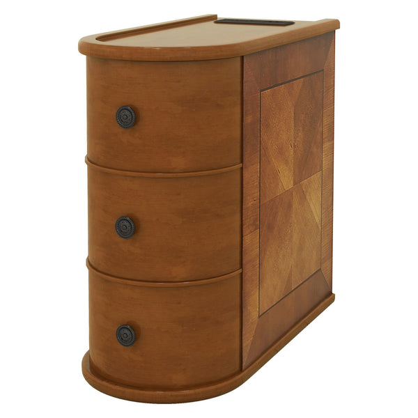 English Elm End Table With Charging Station – Stylish Sofa Side Table With Storage Drawers, Fully Assembled! W2593P289145