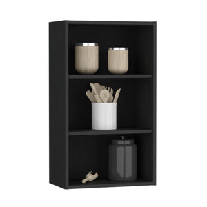English Elm Wall Engineered Wood Cabinet with Single Door and Two Shelves for Kitchen Storage, Modern Durable Design Black 38.58 L x 25.98 W x 3.54 H B097P250922