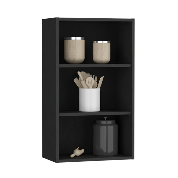 English Elm Wall Engineered Wood Cabinet with Single Door and Two Shelves for Kitchen Storage, Modern Durable Design Black 38.58 L x 25.98 W x 3.54 H B097P250922
