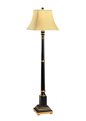 Wildwood Wood Hand-Painted Candlestick Floor Lamp 68" Tall — Black & Gold Sculptural Ambient Light Accent Piece 6976