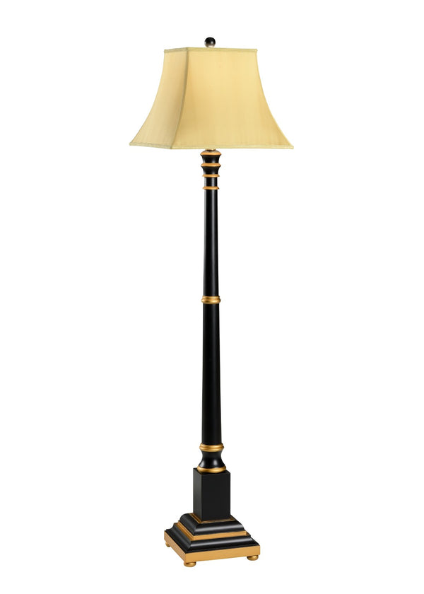 Wildwood Wood Hand-Painted Candlestick Floor Lamp 68" Tall — Black & Gold Sculptural Ambient Light Accent Piece 6976
