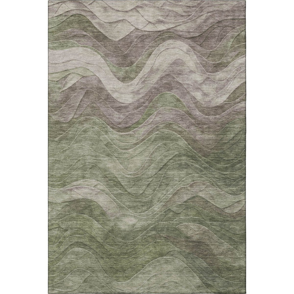 HomeRoots 9' Abstract Green, Taupe & Beige Washable Area Rug - Stain-Resistant, UV Protected, Non-Slip Design 697601
