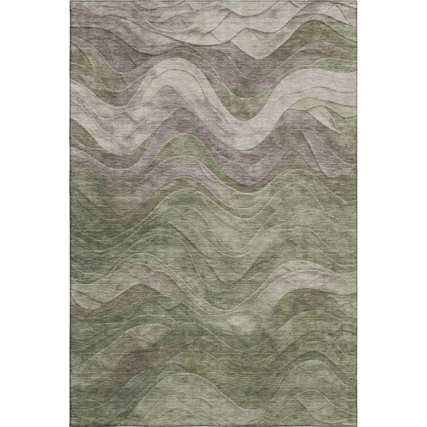 HomeRoots 10' Stylish Green Taupe & Beige Abstract Washable Area Rug - UV Protected, Stain Resistant Design! 697602