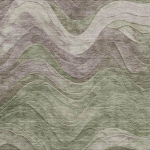 HomeRoots 10' Stylish Green Taupe & Beige Abstract Washable Area Rug - UV Protected, Stain Resistant Design! 697602