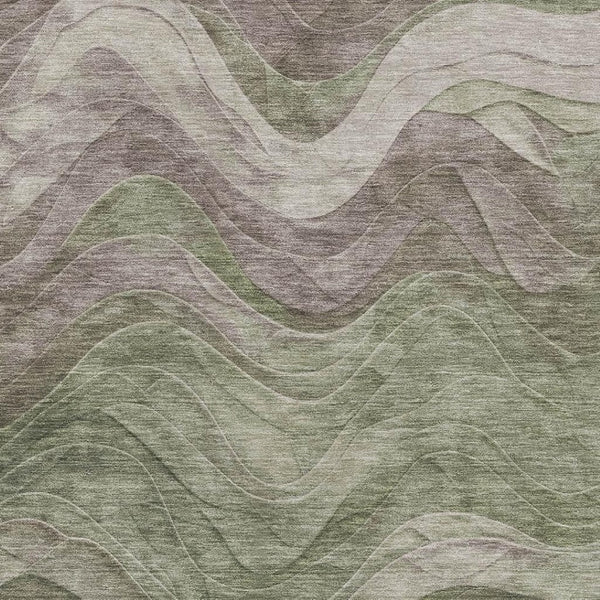 HomeRoots 10' Stylish Green Taupe & Beige Abstract Washable Area Rug - UV Protected, Stain Resistant Design! 697602