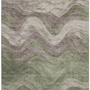 HomeRoots 10' Stylish Green Taupe & Beige Abstract Washable Area Rug - UV Protected, Stain Resistant Design! 697602