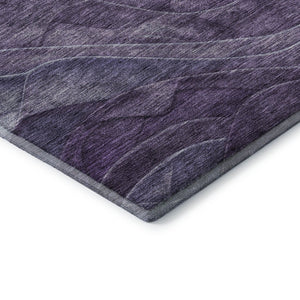 HomeRoots 5' X 8' Abstract Purple Gray Silver Area Rug - Washable, UV-Protected, Stylish & Durable Design 697604