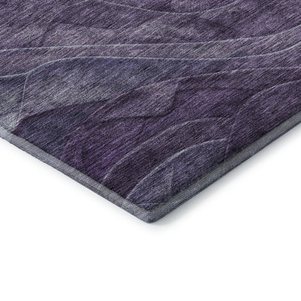HomeRoots 5' X 8' Abstract Purple Gray Silver Area Rug - Washable, UV-Protected, Stylish & Durable Design 697604