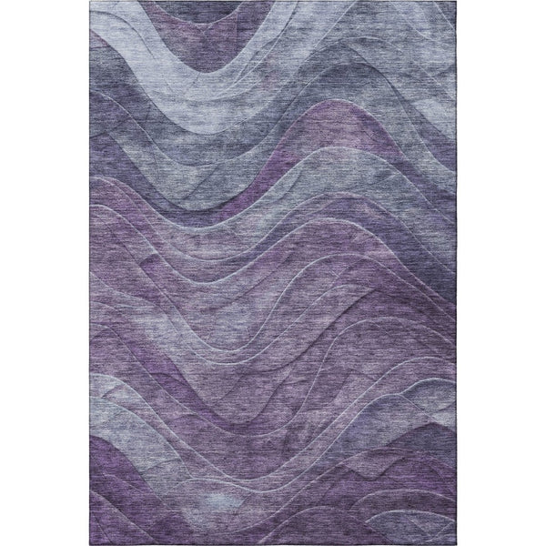 HomeRoots 5' X 8' Abstract Purple Gray Silver Area Rug - Washable, UV-Protected, Stylish & Durable Design 697604