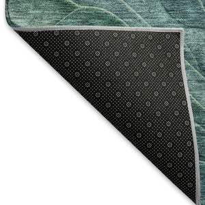 HomeRoots 9' X 12' Teal and Green Abstract Area Rug - Washable, UV Protected, Ideal for High-Traffic Homes 697613