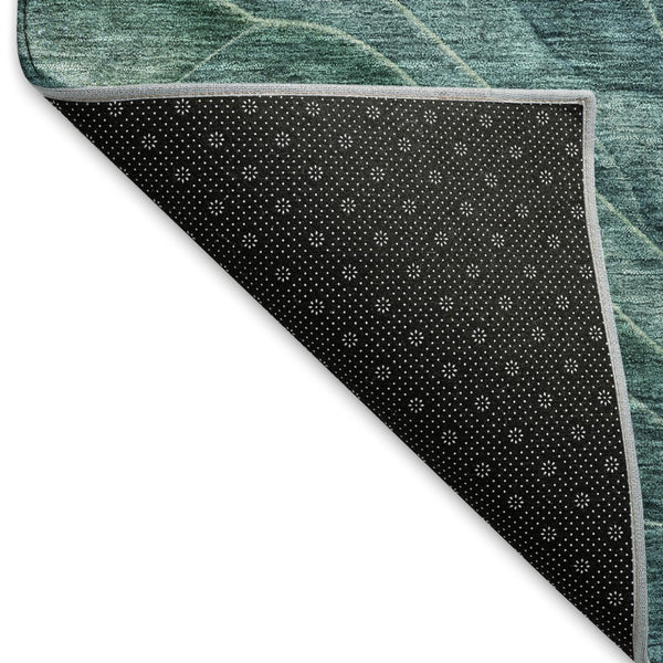 HomeRoots 9' X 12' Teal and Green Abstract Area Rug - Washable, UV Protected, Ideal for High-Traffic Homes 697613