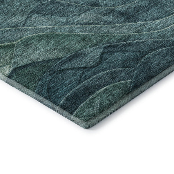 HomeRoots 9' X 12' Teal and Green Abstract Area Rug - Washable, UV Protected, Ideal for High-Traffic Homes 697613