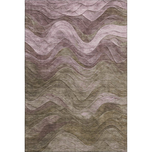 HomeRoots 5' X 8' Abstract Taupe Beige & Green Washable Area Rug – Durable, UV-Protected, Easy-Care Design! 697616