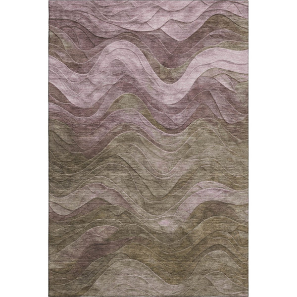 HomeRoots 5' X 8' Abstract Taupe Beige & Green Washable Area Rug – Durable, UV-Protected, Easy-Care Design! 697616