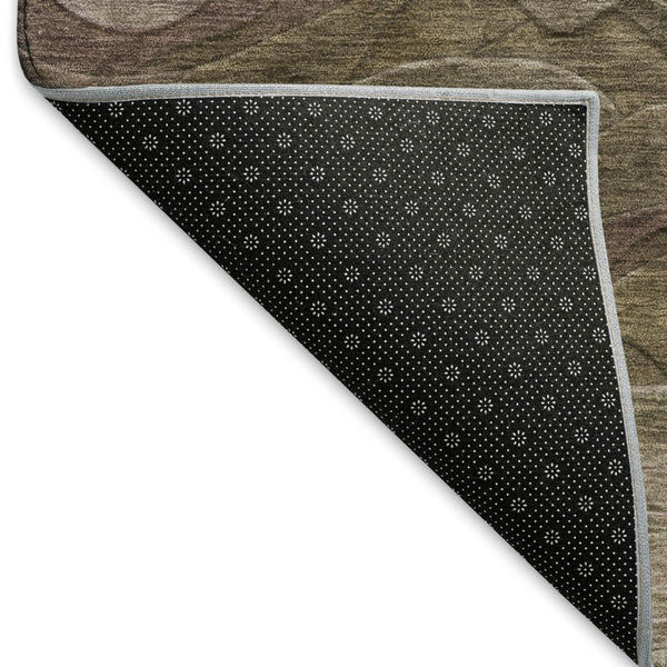 HomeRoots 5' X 8' Abstract Taupe Beige & Green Washable Area Rug – Durable, UV-Protected, Easy-Care Design! 697616