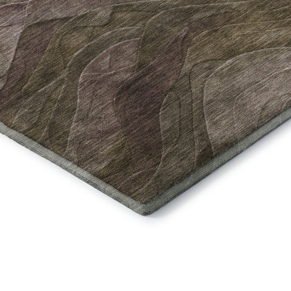 HomeRoots 5' X 8' Abstract Taupe Beige & Green Washable Area Rug – Durable, UV-Protected, Easy-Care Design! 697616