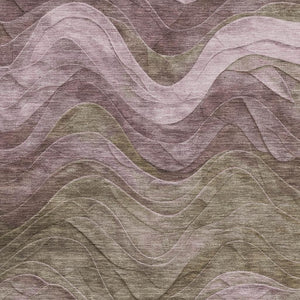 HomeRoots 5' X 8' Abstract Taupe Beige & Green Washable Area Rug – Durable, UV-Protected, Easy-Care Design! 697616