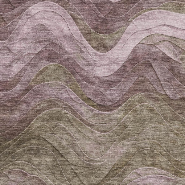 HomeRoots 5' X 8' Abstract Taupe Beige & Green Washable Area Rug – Durable, UV-Protected, Easy-Care Design! 697616