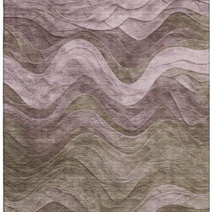 HomeRoots 5' X 8' Abstract Taupe Beige & Green Washable Area Rug – Durable, UV-Protected, Easy-Care Design! 697616