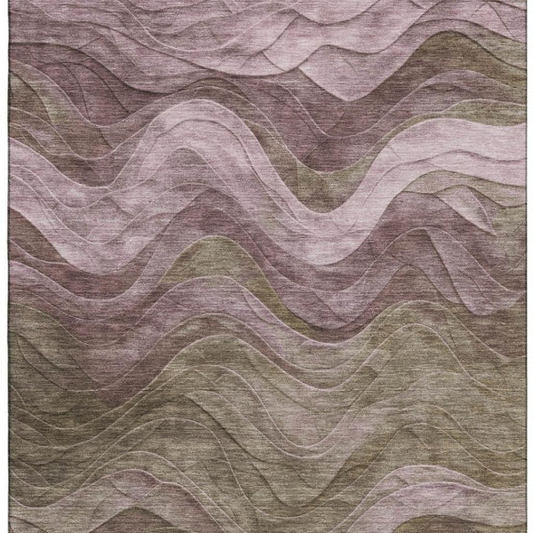 HomeRoots 5' X 8' Abstract Taupe Beige & Green Washable Area Rug – Durable, UV-Protected, Easy-Care Design! 697616